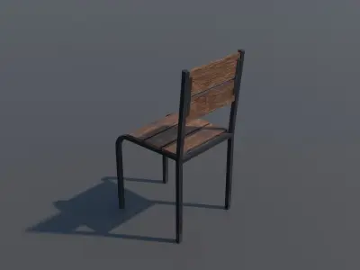 Vintage Wooden Table and Chair - PBR Textured 3D Asset Low-poly 3D model