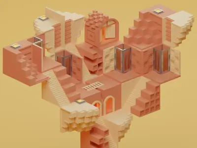 Temple 11 - Cubic Temple 3D model