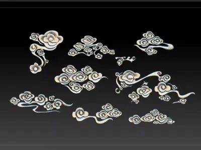 Cloud sculpture  relief flower 3D printing decoration ZB brush 3D print model