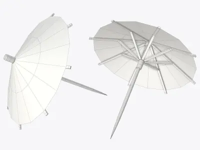 Cocktail wooden umbrella decoration  3D model