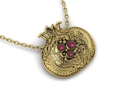 Pomegranate pendant Gold  3D print model