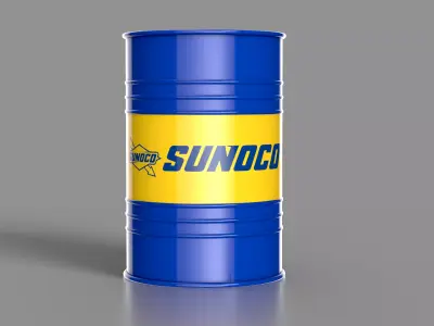 Realistic Sunoco Barrel 3D Model Low-poly 3D model