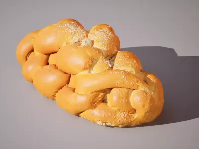 Sweet white bread braid 5K triangles 4K PBR textures Low-poly 3D model