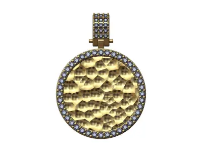 Hammered texture round pendant with bail 3D print model