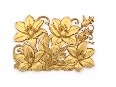 mural classic flowers decor ornament 06 3D model