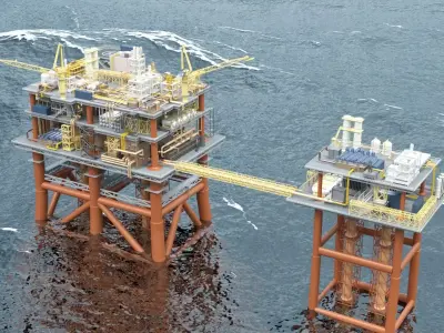 Detailed Twin Oil Rig  3D model