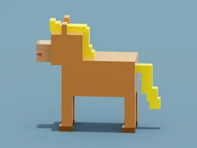 Voxel Horse Low-poly 3D model