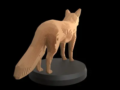 Parametric Red Fox Low-poly 3D model