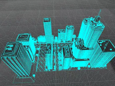 City Downtown Skyscraper Street - Night - Unreal - Lot 06 Low-poly 3D model