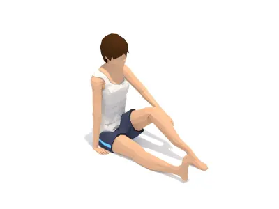Staff Pose Yoga Exercise Woman Animation Low-poly 3D model