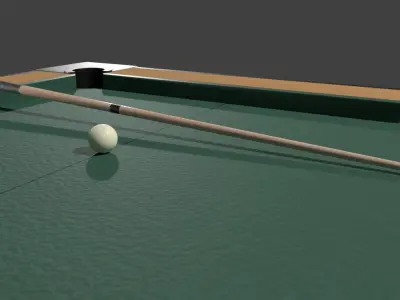 Pool Set table with cue and balls Low-poly 3D model