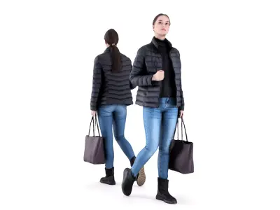 Woman street style 80 Low-poly 3D model