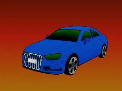 Audi-A3 Sedan for animators  Low-poly 3D model