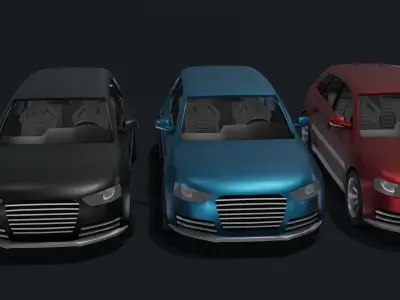 Generic Station Wagon Car With Interior Lowpoly 3D Model Low-poly 3D model