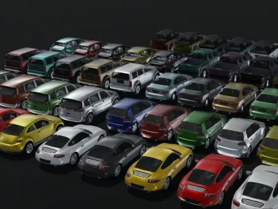 Generic Passenger Car With Interior 3D Models Pack Low-poly 3D model