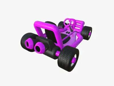 Cartoon Kart H05 Pink - Vehicle Racing Design Low-poly 3D model
