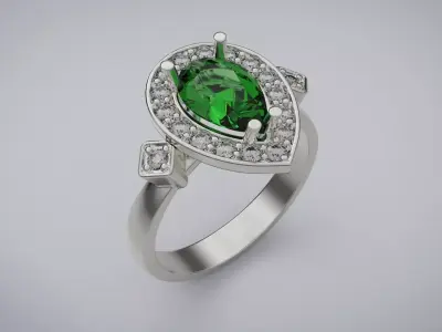 Emerald ring 3D print model 4