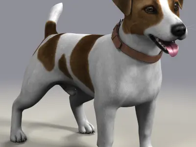 Dog  Jack Russell Terrier  Fur Low-poly 3D model