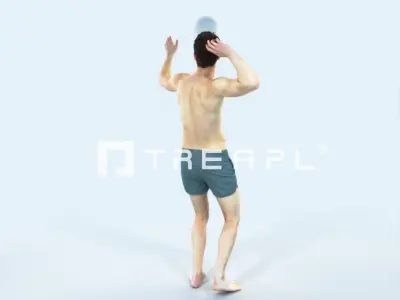 Virtue 04E Beach Serving Sports Man Low-poly 3D model