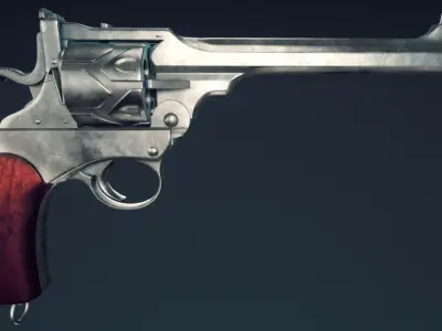 Webley Fosbery Automatic Revolver Low-poly 3D model