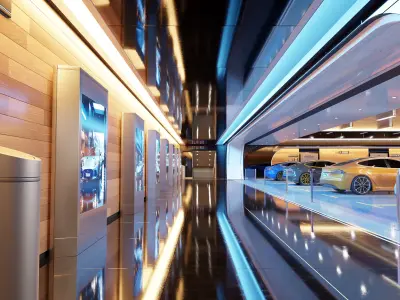 Modern Underground Luxury Car Park - Garage 3D Model 3D model