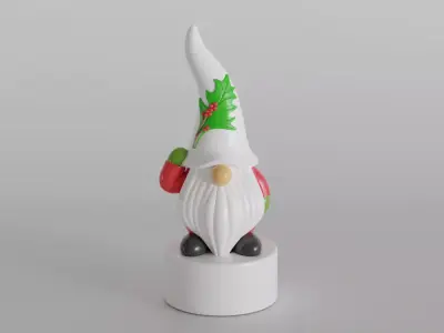 Festive Gnome with Holly Hat 3D print model