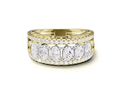 Oval Diamond Engagement Band With Greek Key Pattern 3D print model