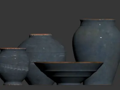 Indigo Artisan Handcrafted Ceramic Vase Collection 3D model