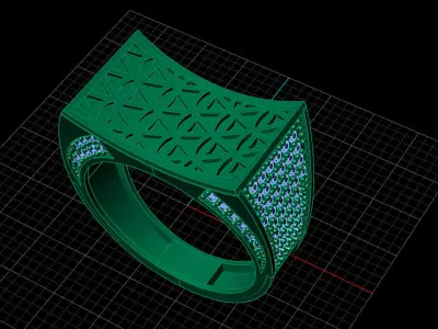 Print Ready STL 3DM  Gents Rings Diamond Men Ring  3D print model 48