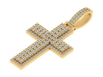 Luxury Diamond-Encrusted Cross Pendant 3D print model