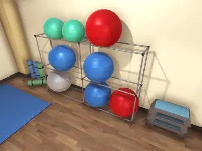 Fitness Room Low-poly 3D model