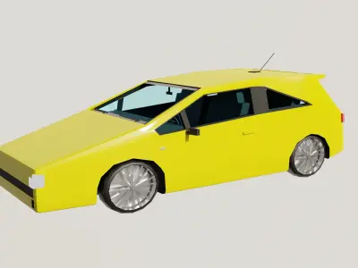Yellow car lowpoly Low-poly 3D model