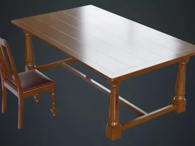 Table And Chair 1A Low-poly 3D model
