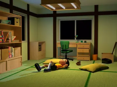 Nobita room Low-poly Low-poly 3D model
