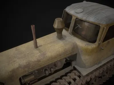 Soviet tractor DT-75 Low-poly 3D model