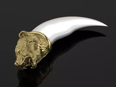 Jewelry Bear Tooth Pendant  Gold 3D print model