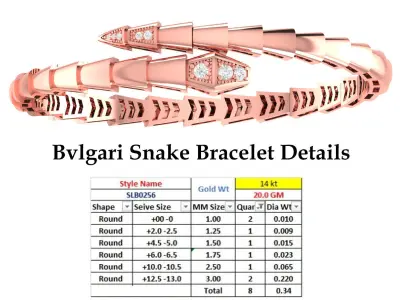 BVLGARI snake diamonds Bracelet 3D print model 3D print model