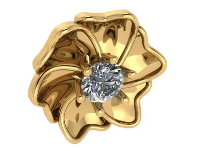 flower earing diamond in center  3D print model