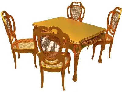 classical Dining set Low-poly 3D model