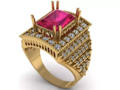 LUXURY QUEEN ENGAGEMENT RING 3D PRINTABLE MODEL 3D print model