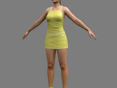 Tennis Player Girl Low-poly 3D model