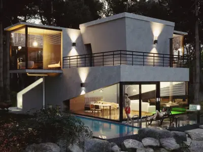 Native Revit Forest House 3D model