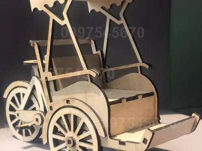 3D laser cut wooden cyclo puzzle model 3D model