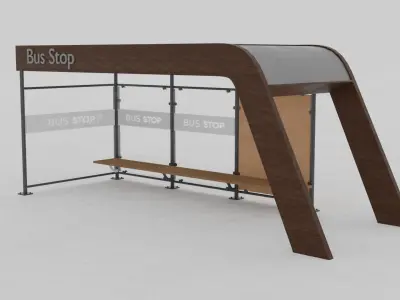 Modern Bus Stop Free low-poly 3D model