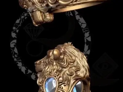 Royal Lion Ring 3D print model