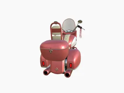 Motorcycle Cartoon B09 Light Red - Custom Vehicle Design Low-poly 3D model
