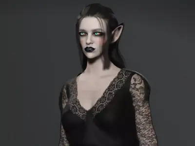 Dark Elf Sorceress  Realistic Fantasy Female Character Low-poly 3D model