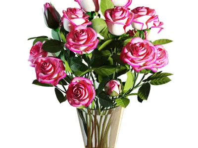 Flower Set 06 - Pink Roses Bouquet 3D model