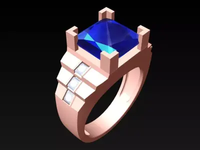 Square Stone Rings - N4184 Free 3D print model