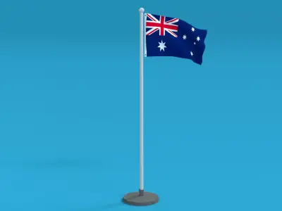 Low Poly Seamless Animated Australia Flag Low-poly 3D model